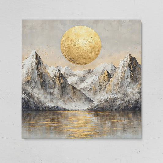 Golden Sun Over Snowy Peaks Canvas on gallery wrap