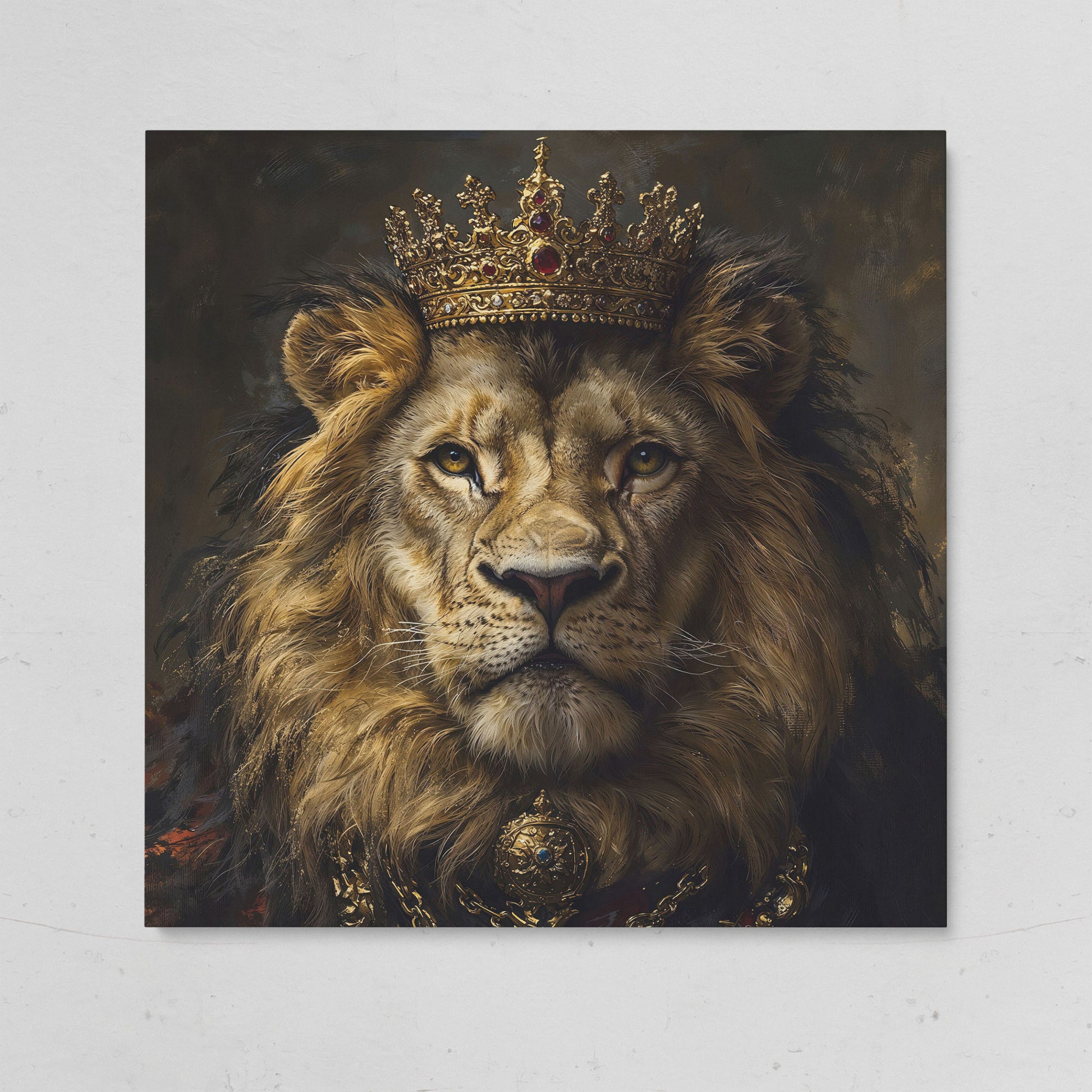 Crowned Lion Portrait Canvas Print on gallery wrap