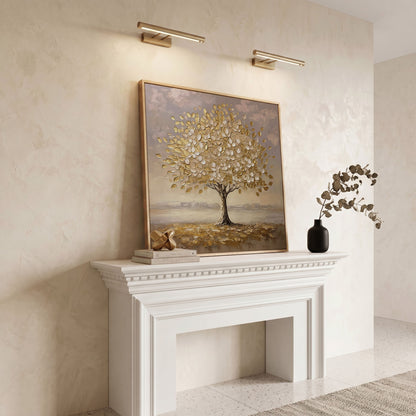 Golden Tree Canvas Print in white oak floating frame