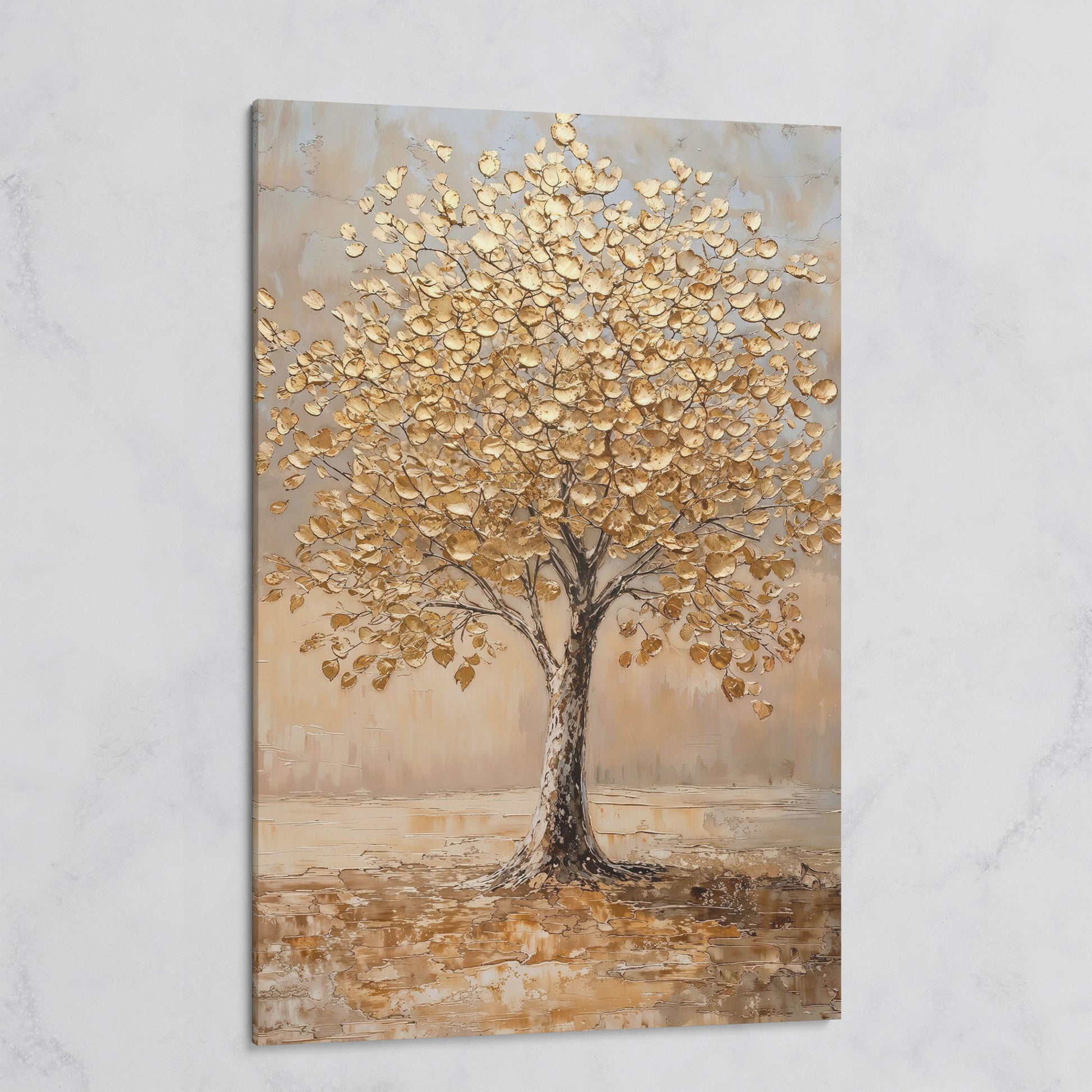 Tree with Golden Leaves Canvas Print on gallery wrap