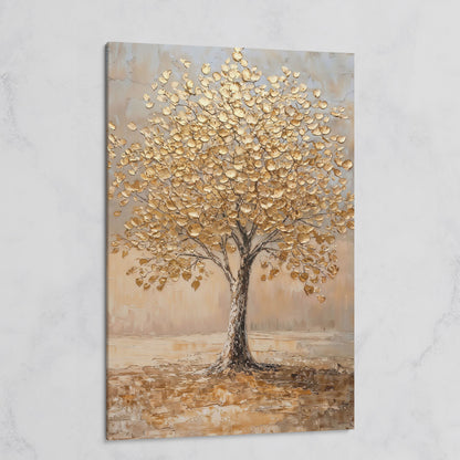 Tree with Golden Leaves Canvas Print on gallery wrap