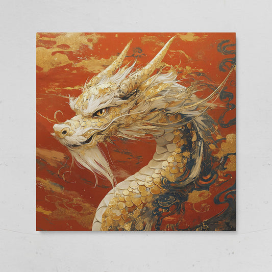 Golden Dragon Abstract Canvas Print on gallery wrap