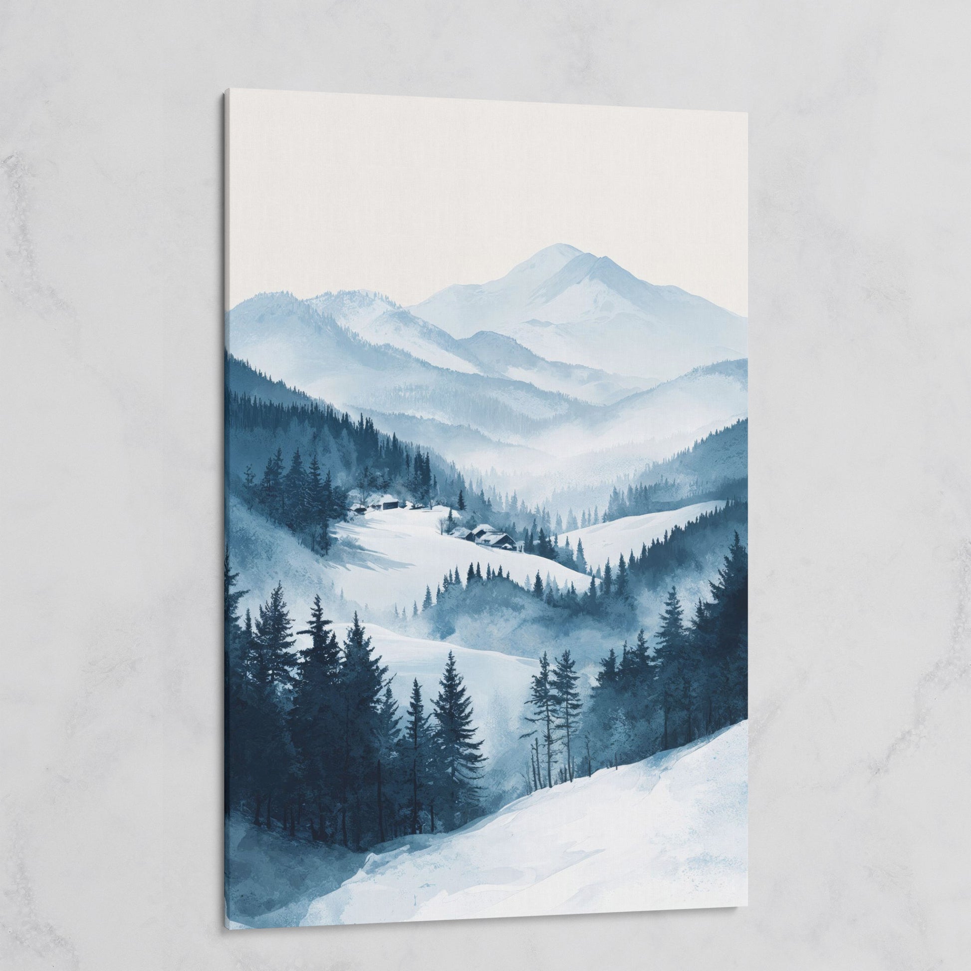 Snowy Mountain Landscape Canvas on gallery wrap