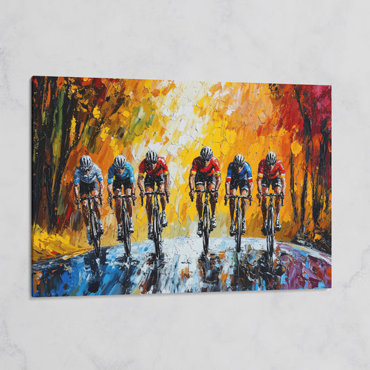 Autumn Cycling Race Canvas Print on gallery wrap