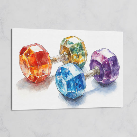 Vibrant Dumbbells Canvas Print for Gym Decor on gallery wrap