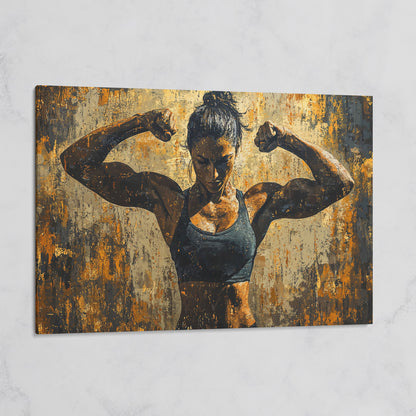 Female Athlete Canvas Print in Ochre and Burnt Sienna on gallery wrap