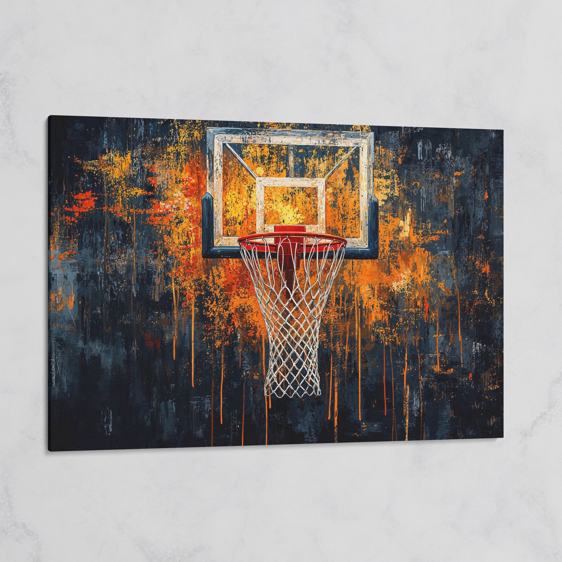 Basketball Abstract Canvas for Teen Rooms on gallery wrap