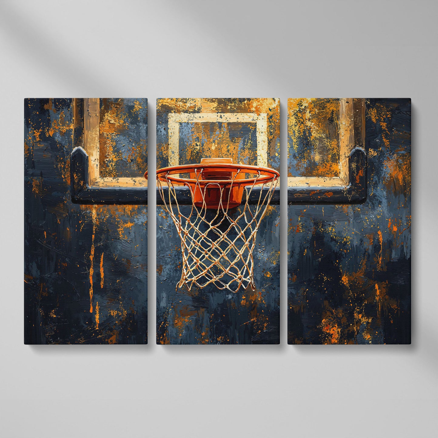 Basketball Hoop from Below Canvas Print as 3-panel split version