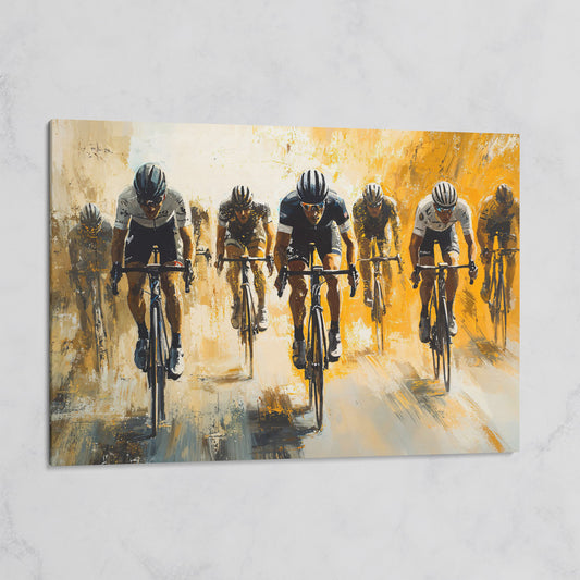 Dynamic Cyclists Racing Canvas Print on gallery wrap