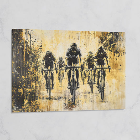 Abstract Cyclists Racing Canvas Print on gallery wrap