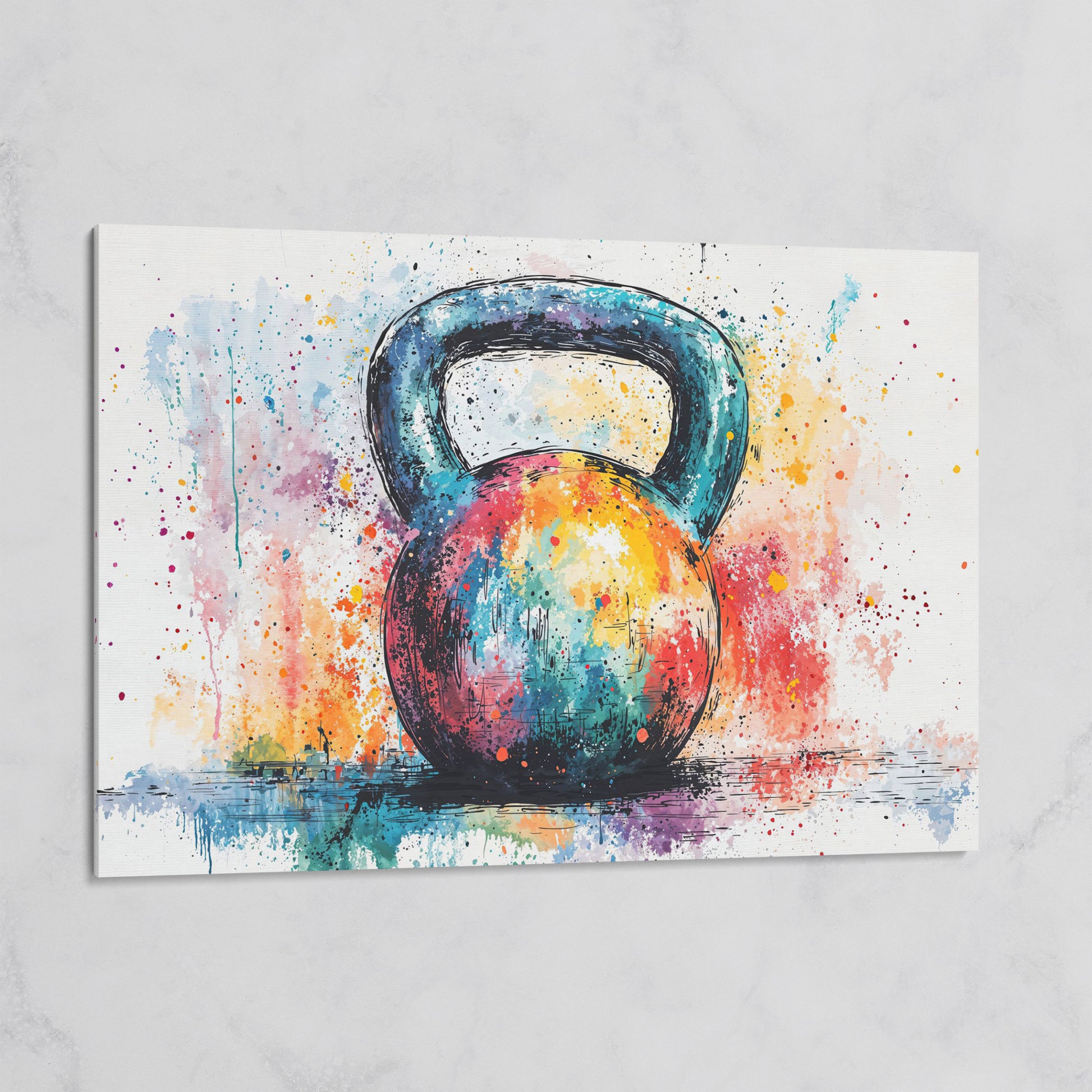 Colorful Kettlebell Abstract Canvas on gallery wrap