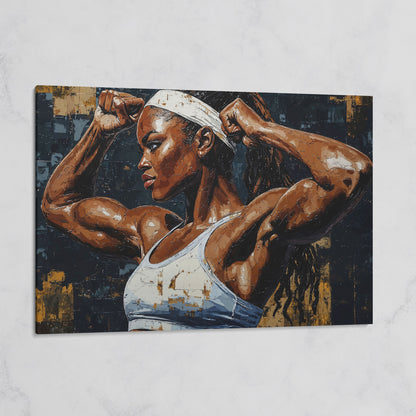 Strong Woman Bodybuilder Portrait Canvas on gallery wrap