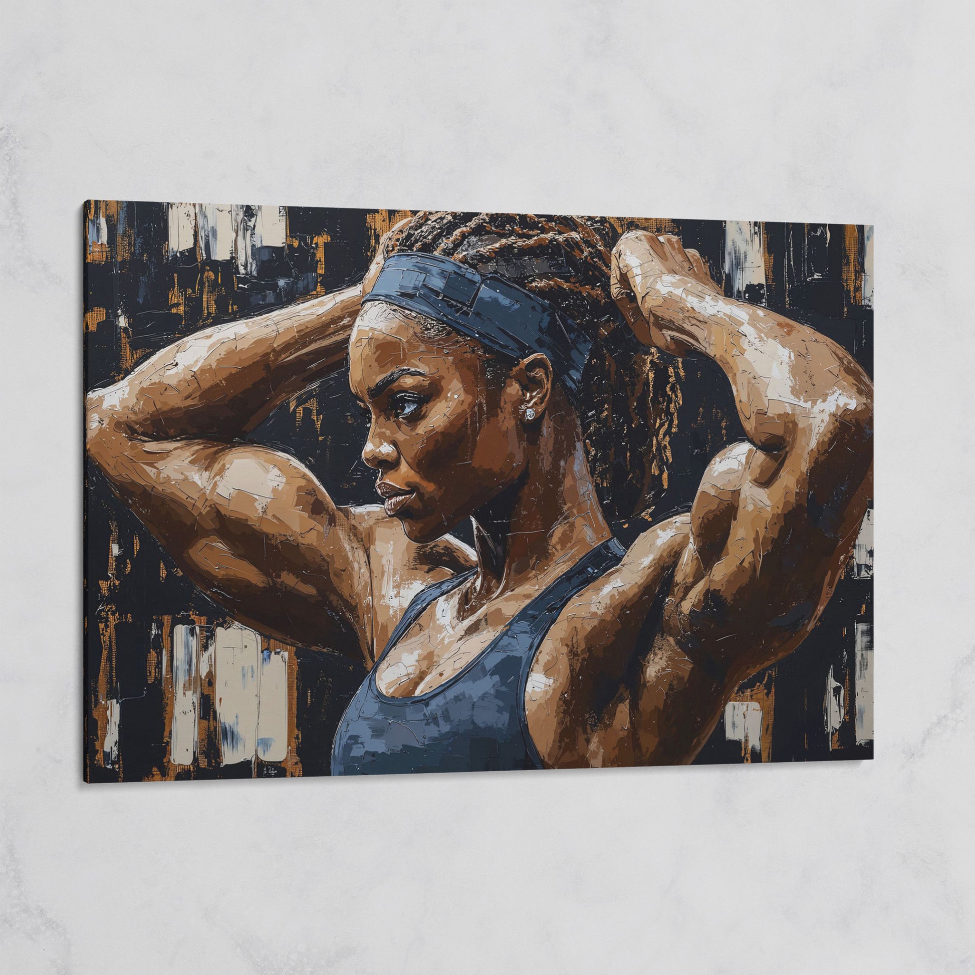 Strong Black Woman Fitness Canvas Print on gallery wrap
