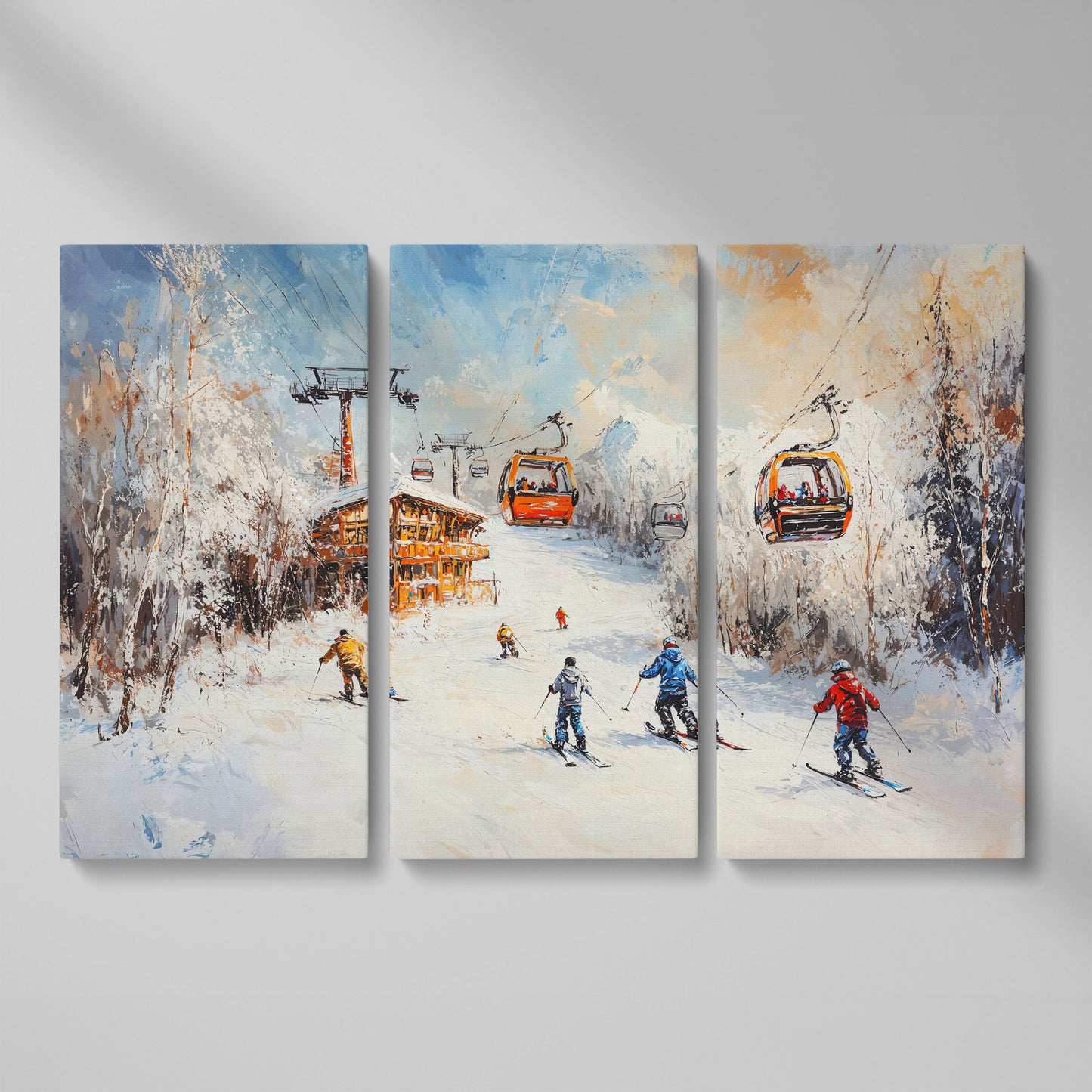 Snowy Mountain Skiing Canvas as 3-panel split version