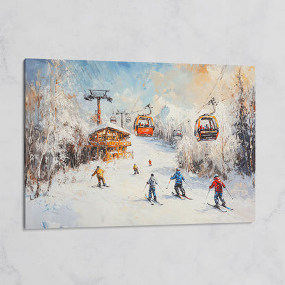 Snowy Mountain Skiing Canvas on gallery wrap