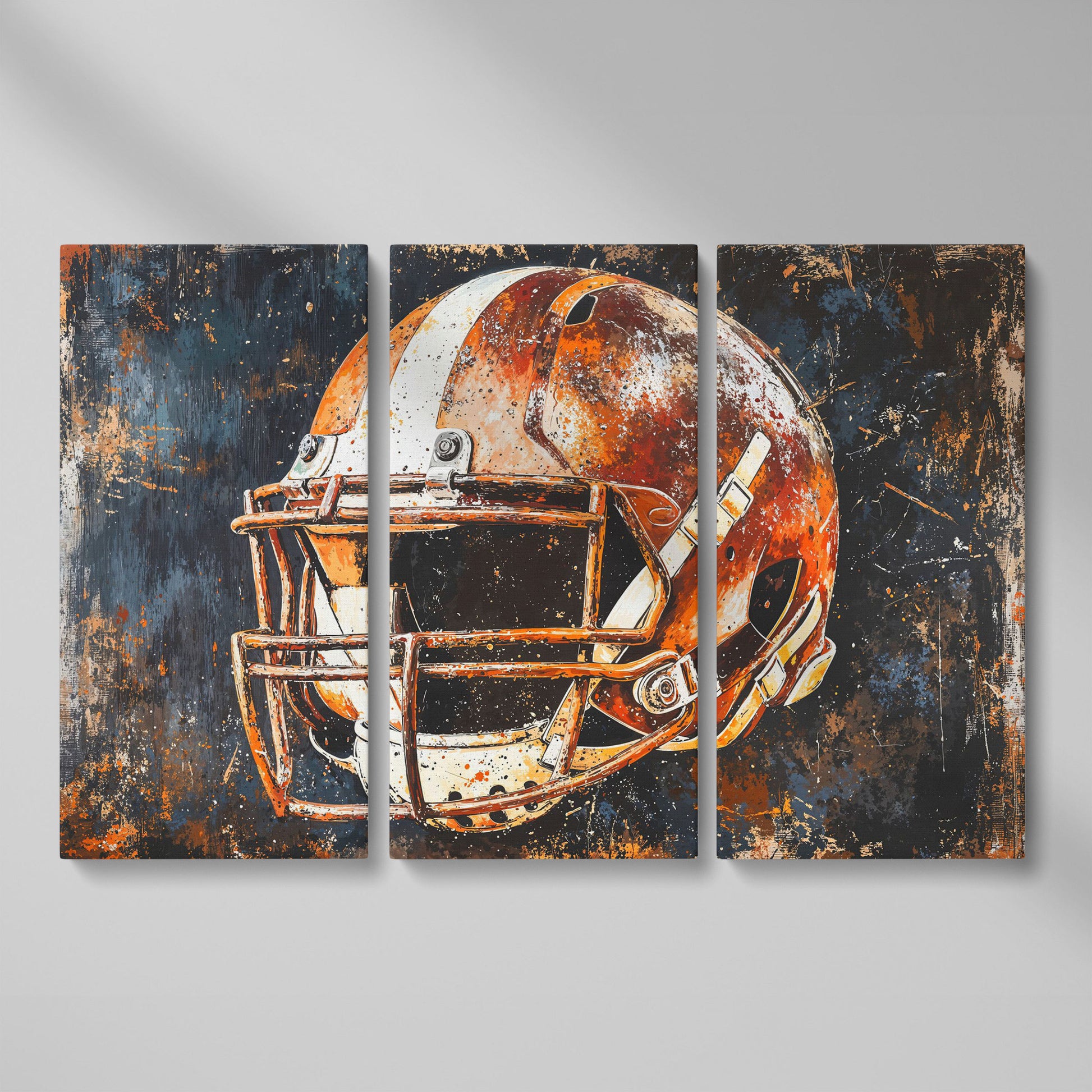 Football Helmet Abstract Canvas as 3-panel split version