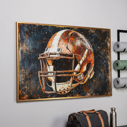 Football Helmet Abstract Canvas in rose gold floating frame
