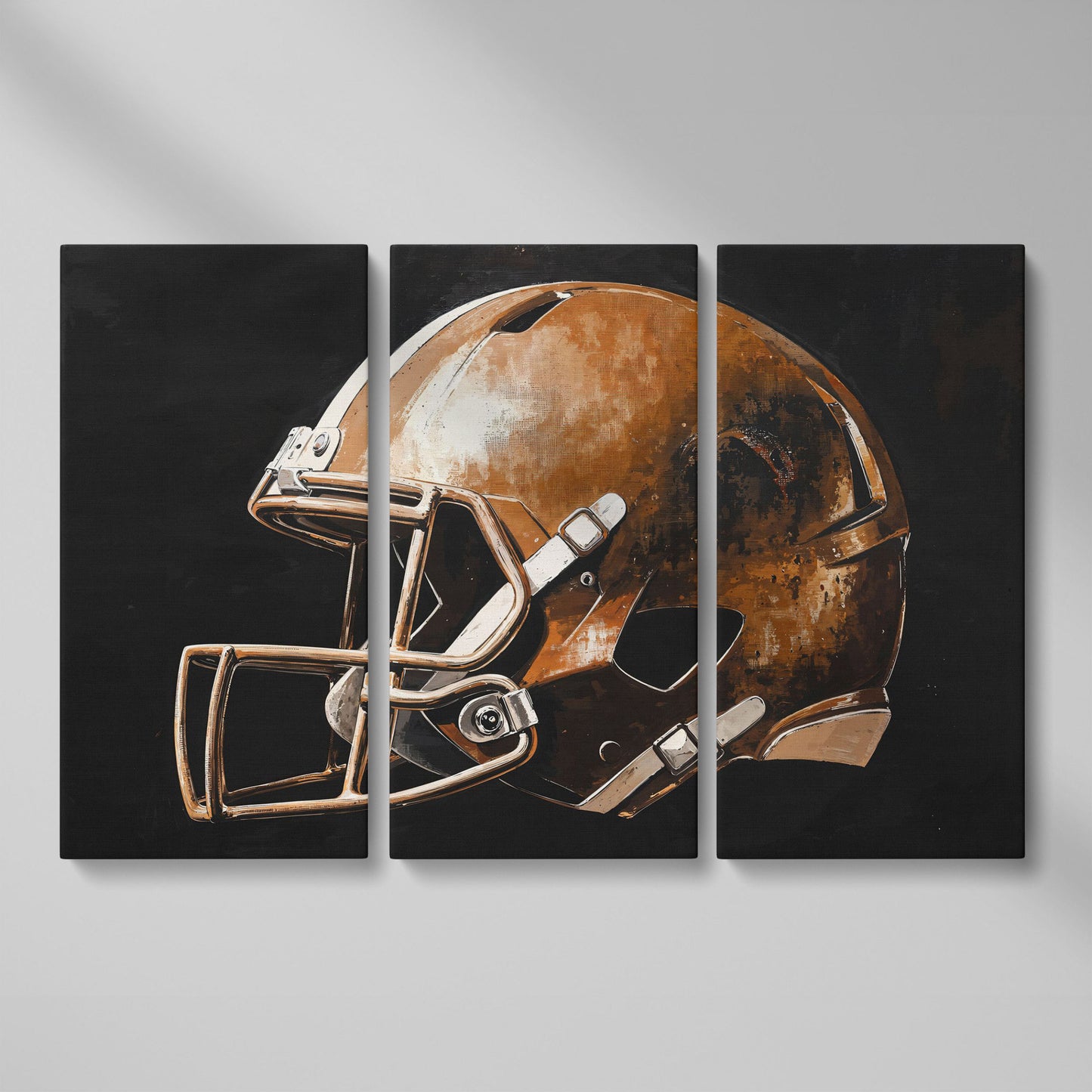 Vintage Football Helmet Canvas Print as 3-panel split version