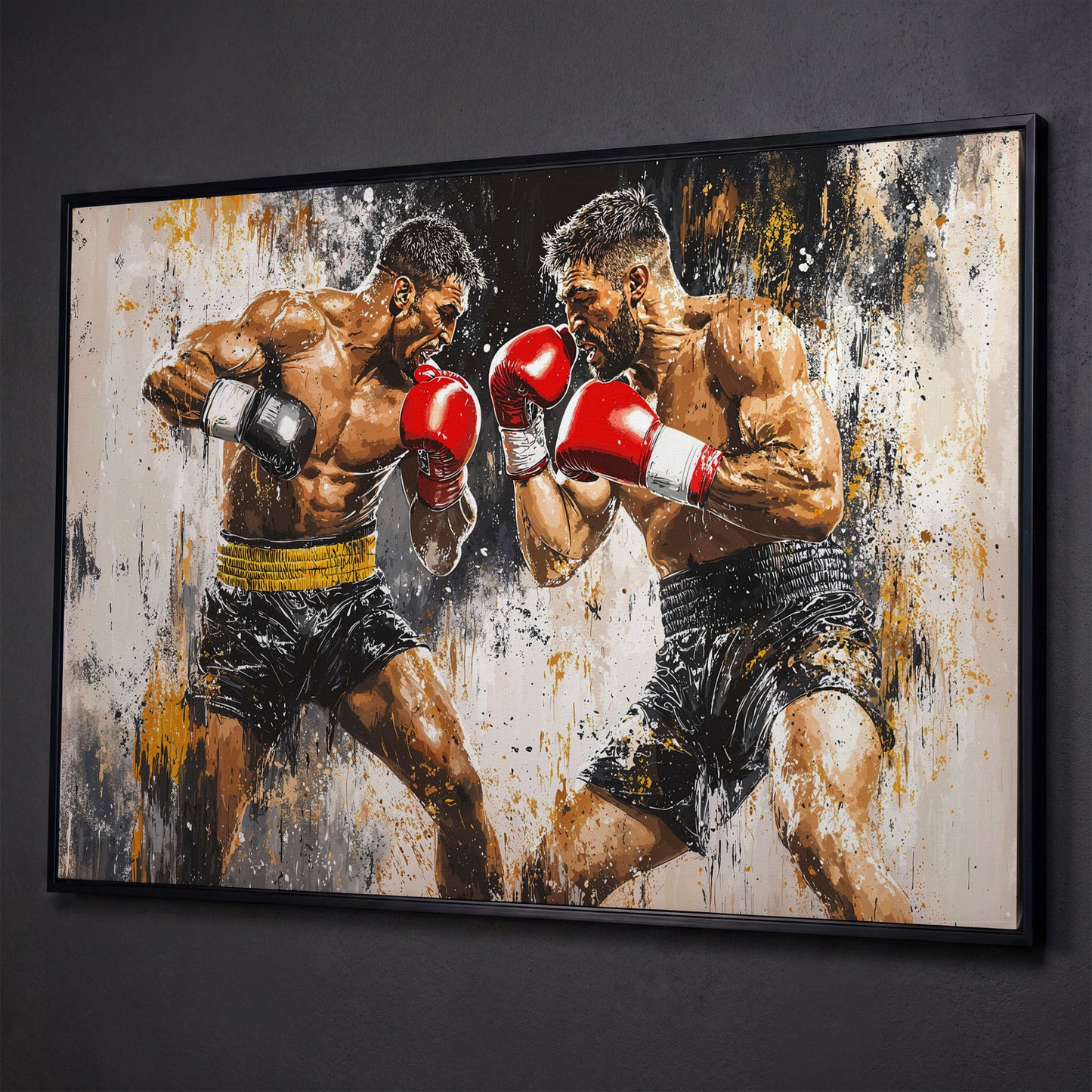 Boxing Match Canvas. Two Fighters in Dynamic Tension shown in black floating frame