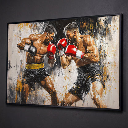 Boxing Match Canvas. Two Fighters in Dynamic Tension shown in black floating frame