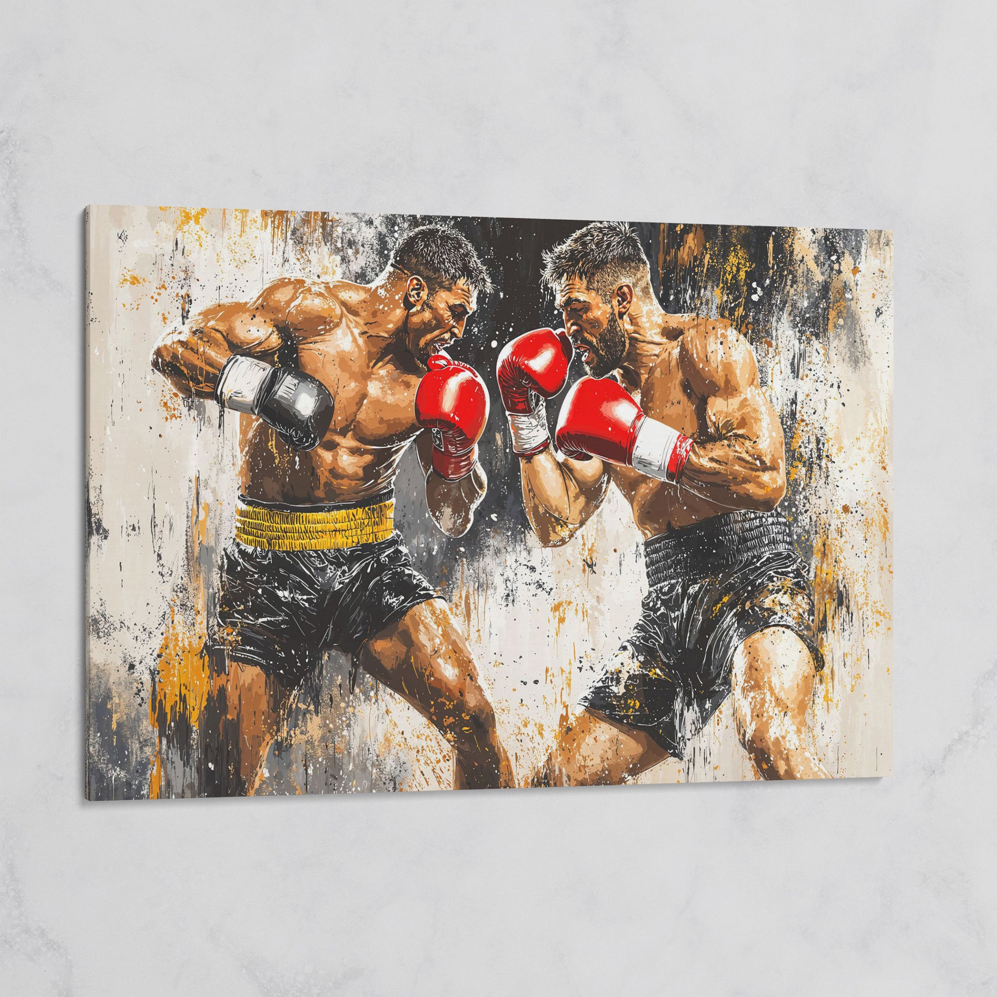Boxing Match Canvas. Two Fighters in Dynamic Tension on gallery wrap