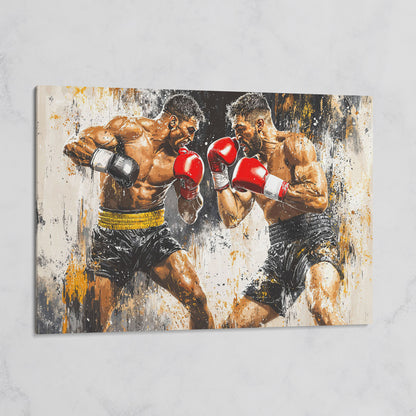 Boxing Match Canvas. Two Fighters in Dynamic Tension on gallery wrap