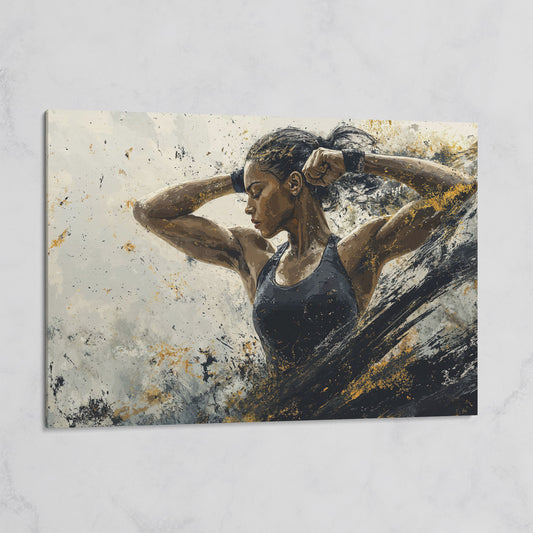 Female Athlete in Motion Canvas Wall Art on gallery wrap