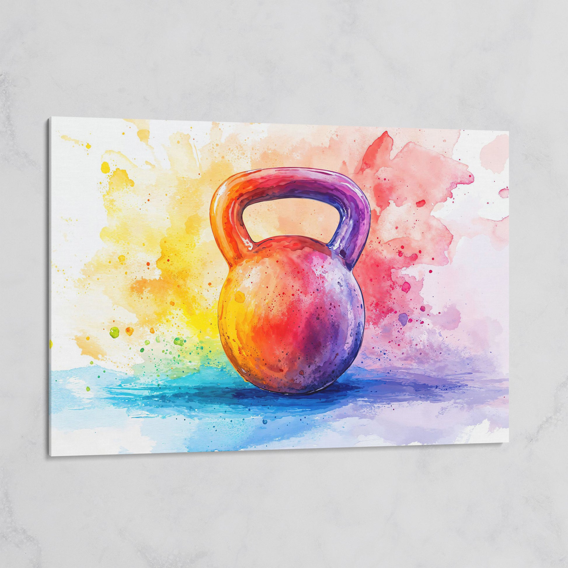 Watercolor Kettlebell Canvas Print on gallery wrap
