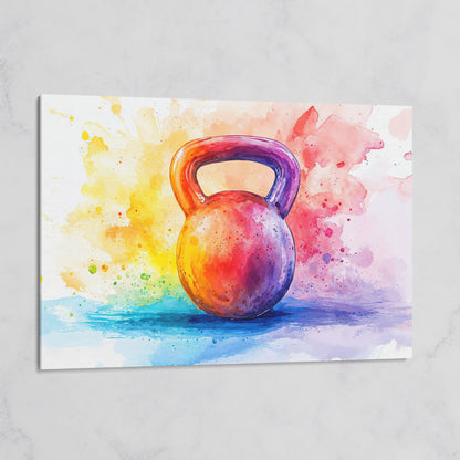 Watercolor Kettlebell Canvas Print on gallery wrap
