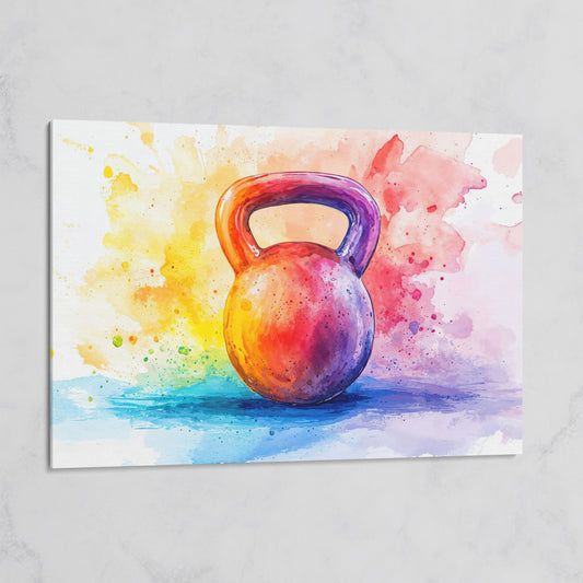 Watercolor Kettlebell Canvas Print on gallery wrap