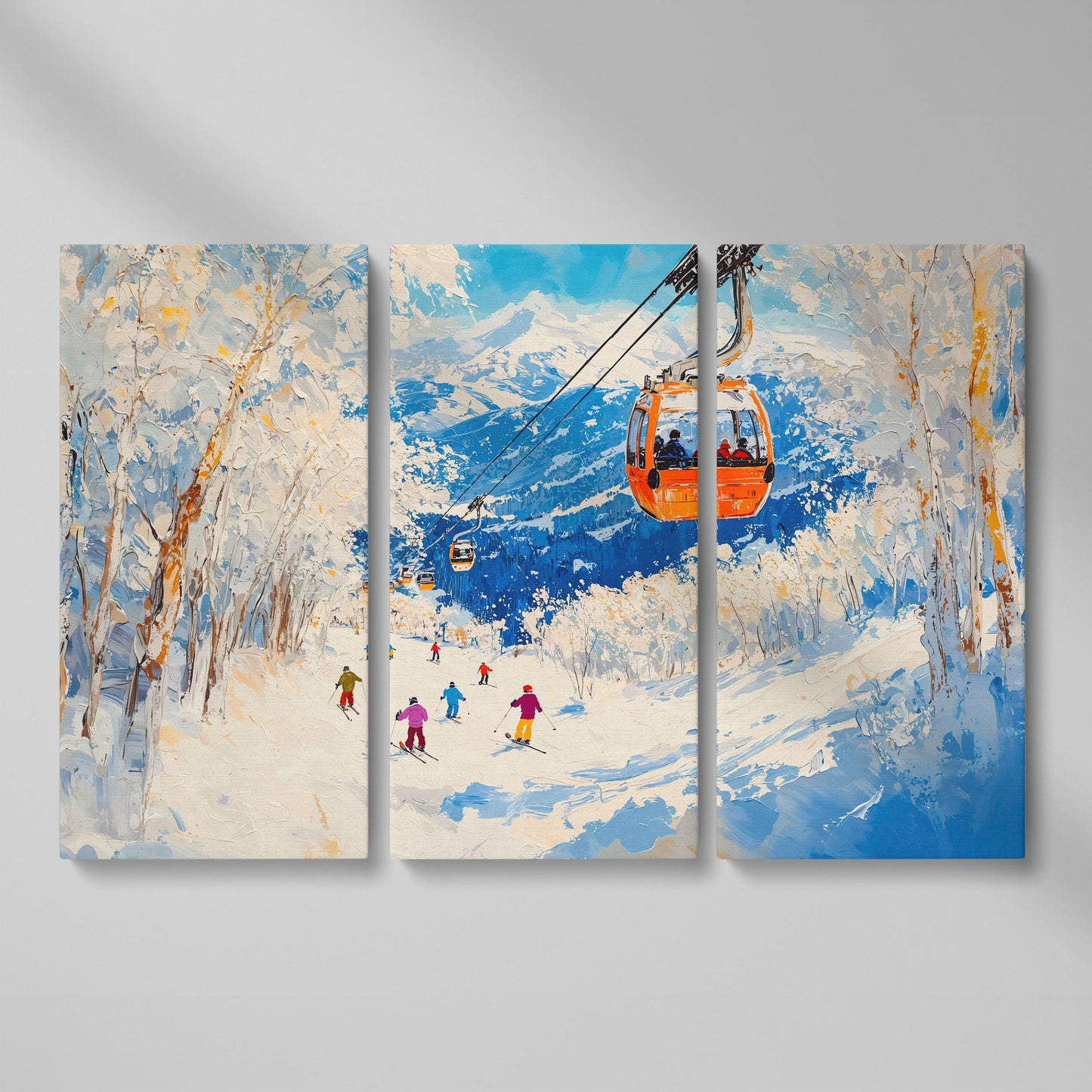 Snowy Mountain Ski Resort Canvas as 3-panel split version
