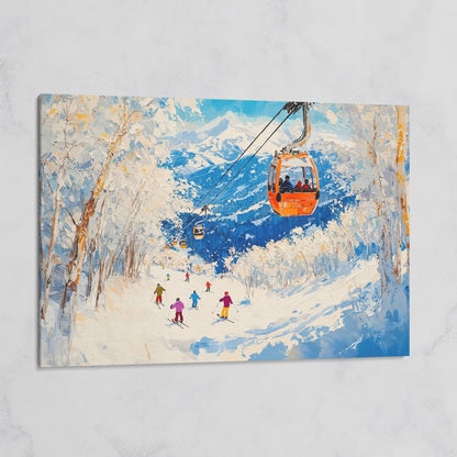 Snowy Mountain Ski Resort Canvas on gallery wrap