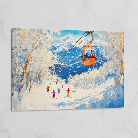 Snowy Mountain Ski Resort Canvas on gallery wrap