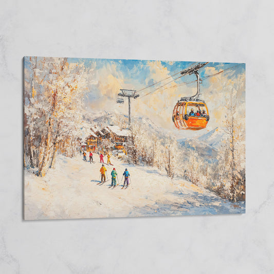 Ski Resort Village in Snow Canvas Art on gallery wrap