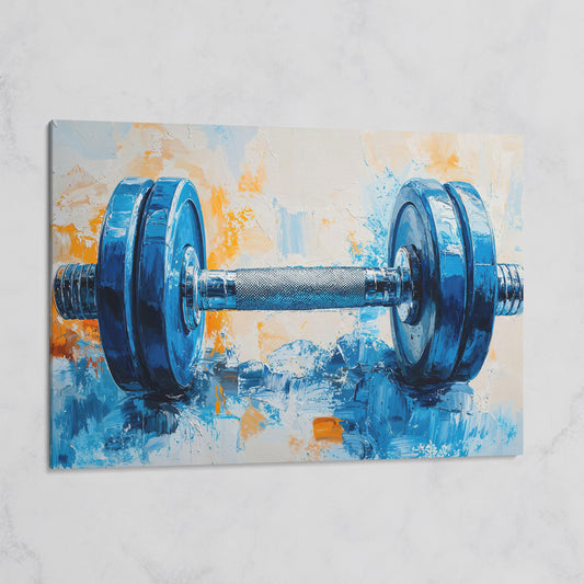 Barbell Abstract Canvas Print for Gym Decor on gallery wrap