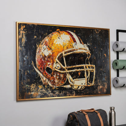 Football Helmet Abstract Sports Canvas in rose gold floating frame