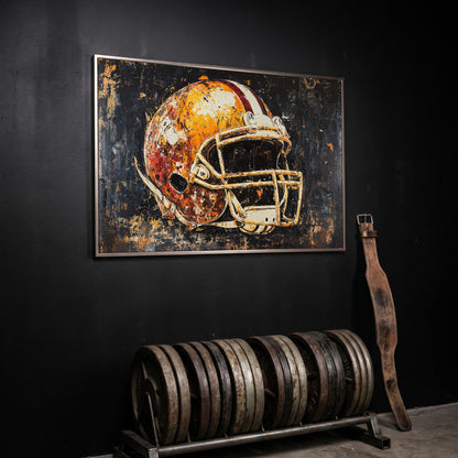 Football Helmet Abstract Sports Canvas in silver floating frame