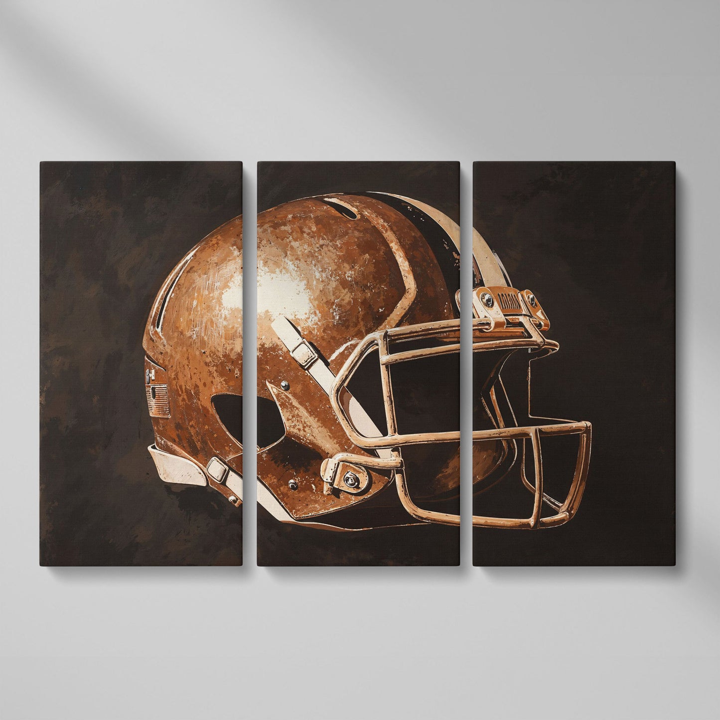 Classic Football Helmet Canvas Print as 3-panel split version