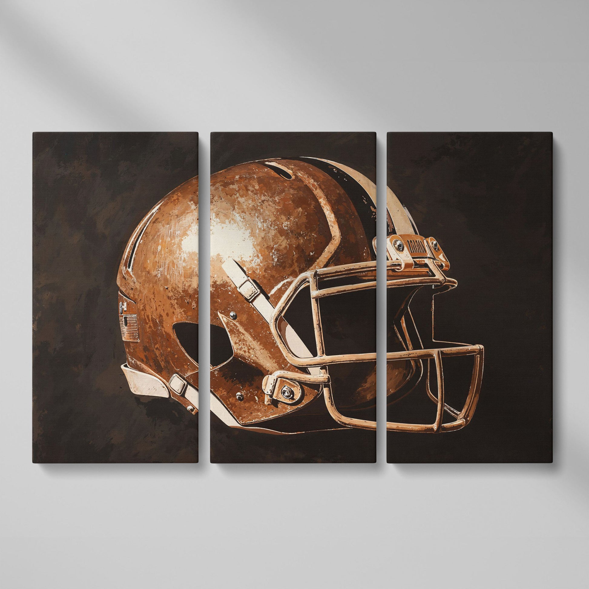 Classic Football Helmet Canvas Print as 3-panel split version