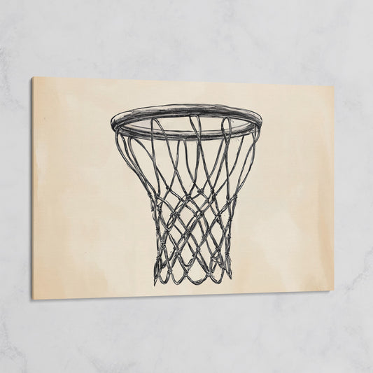 Minimalist Basketball Hoop Line Art Canvas on gallery wrap