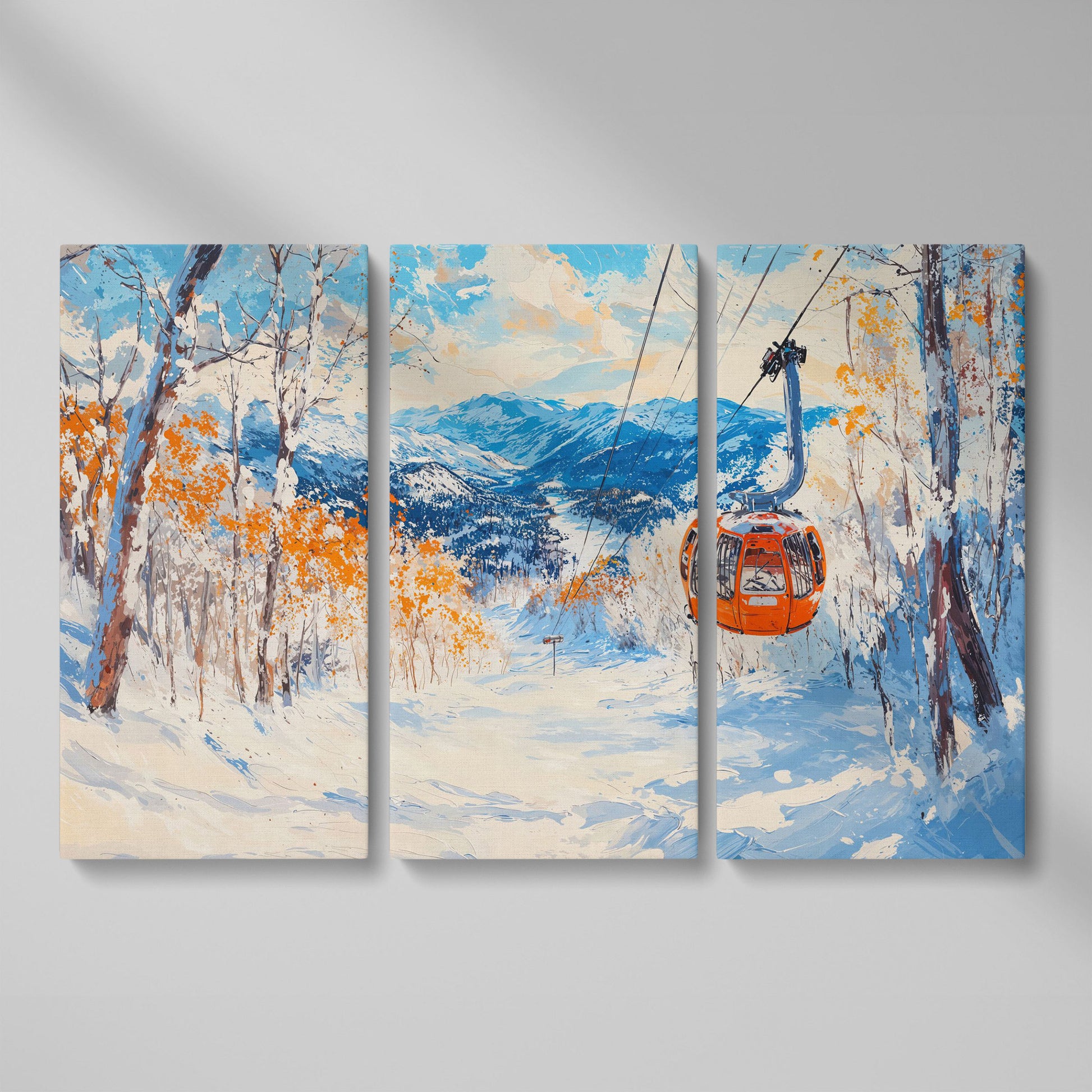 Ski Lift in Winter Light Canvas Print as 3-panel split version