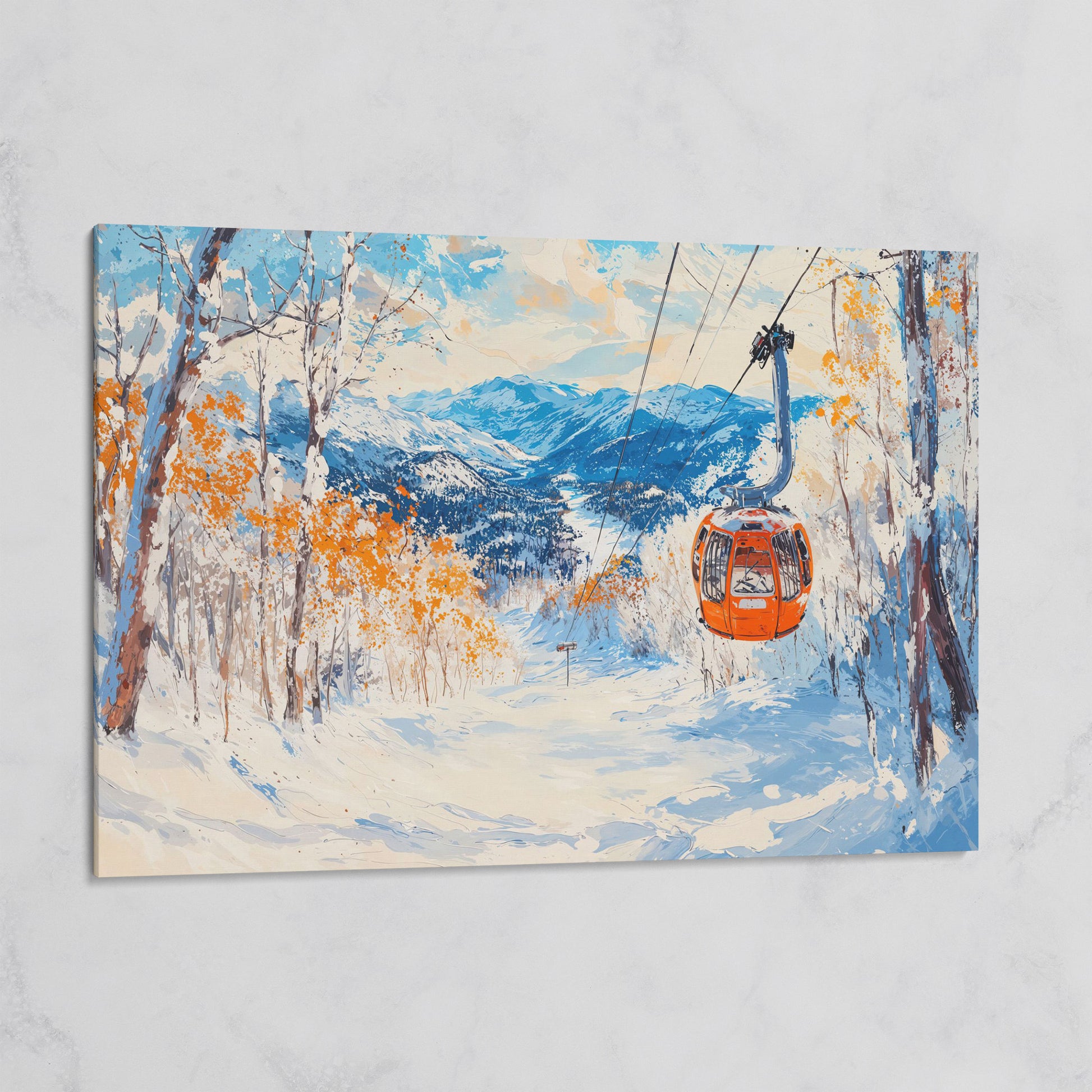 Ski Lift in Winter Light Canvas Print on gallery wrap