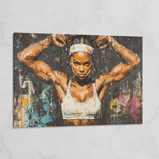 Strength Portrait Canvas: Black Woman Power Pose on gallery wrap