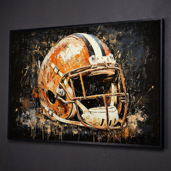 Abstract Football Helmet Canvas Print in Burnt Orange