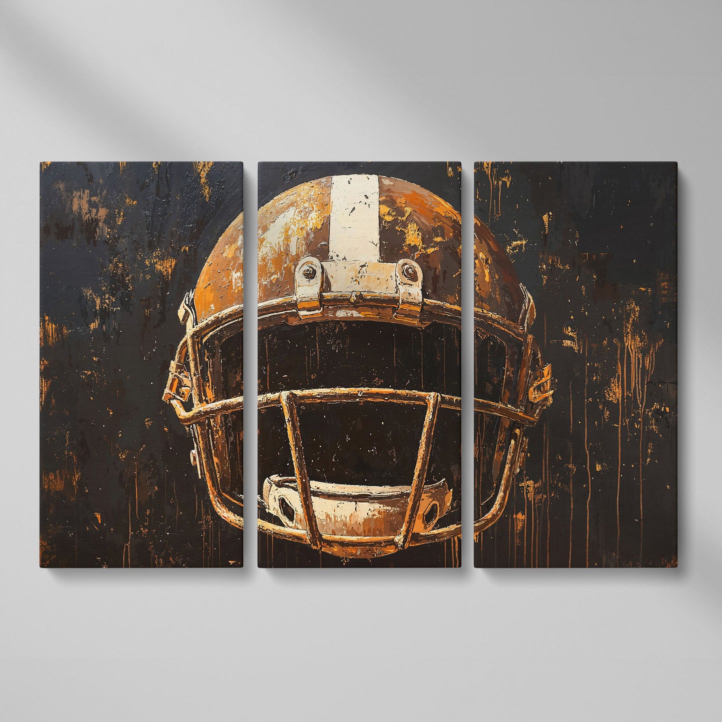 Bold American Football Helmet Canvas Print as 3-panel split version
