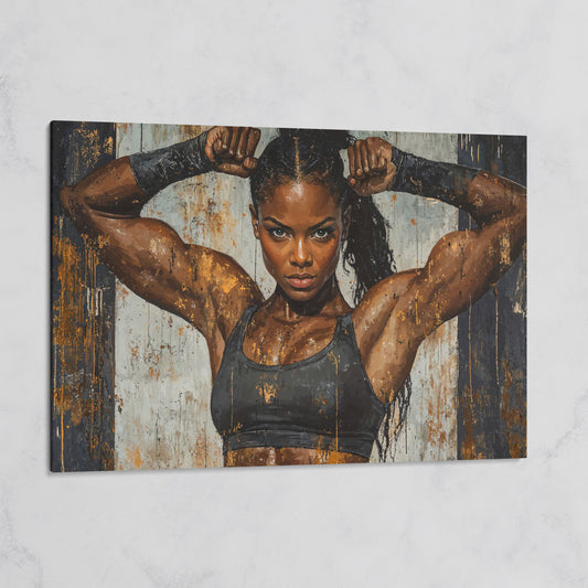 Strong Woman Fitness Motivation Canvas Print on gallery wrap