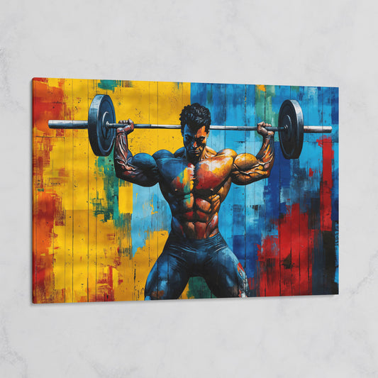 Colorful Bodybuilder Canvas Print for Home Gym on gallery wrap