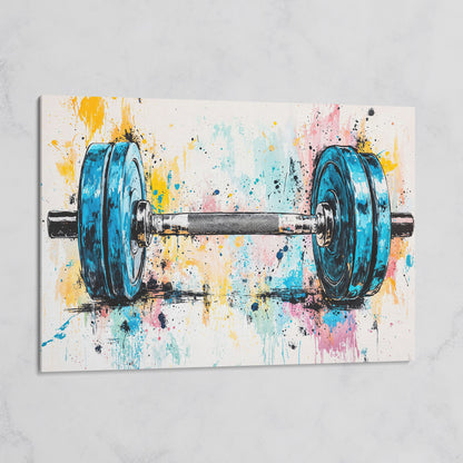 Colorful Dumbbell Canvas Print for Workout Rooms on gallery wrap