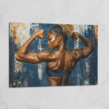 Muscular Woman Canvas Print for Gym Wall Art on gallery wrap