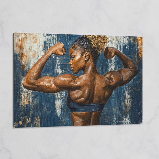 Muscular Woman Canvas Print for Gym Wall Art on gallery wrap